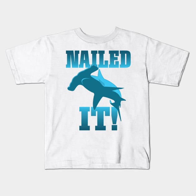 Funny Skateboarder Stuff - Faded Nailed It Hammerhead Shark graphic Kids T-Shirt by Vector Deluxe